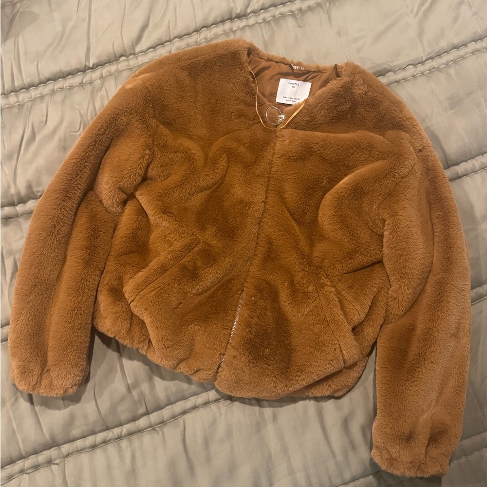 Berksha Brown Faux Fur Puffy Jacket
